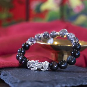 肖羊男士化太歲開光水晶手鏈(黑曜石+黑髮晶)7-14日發貨